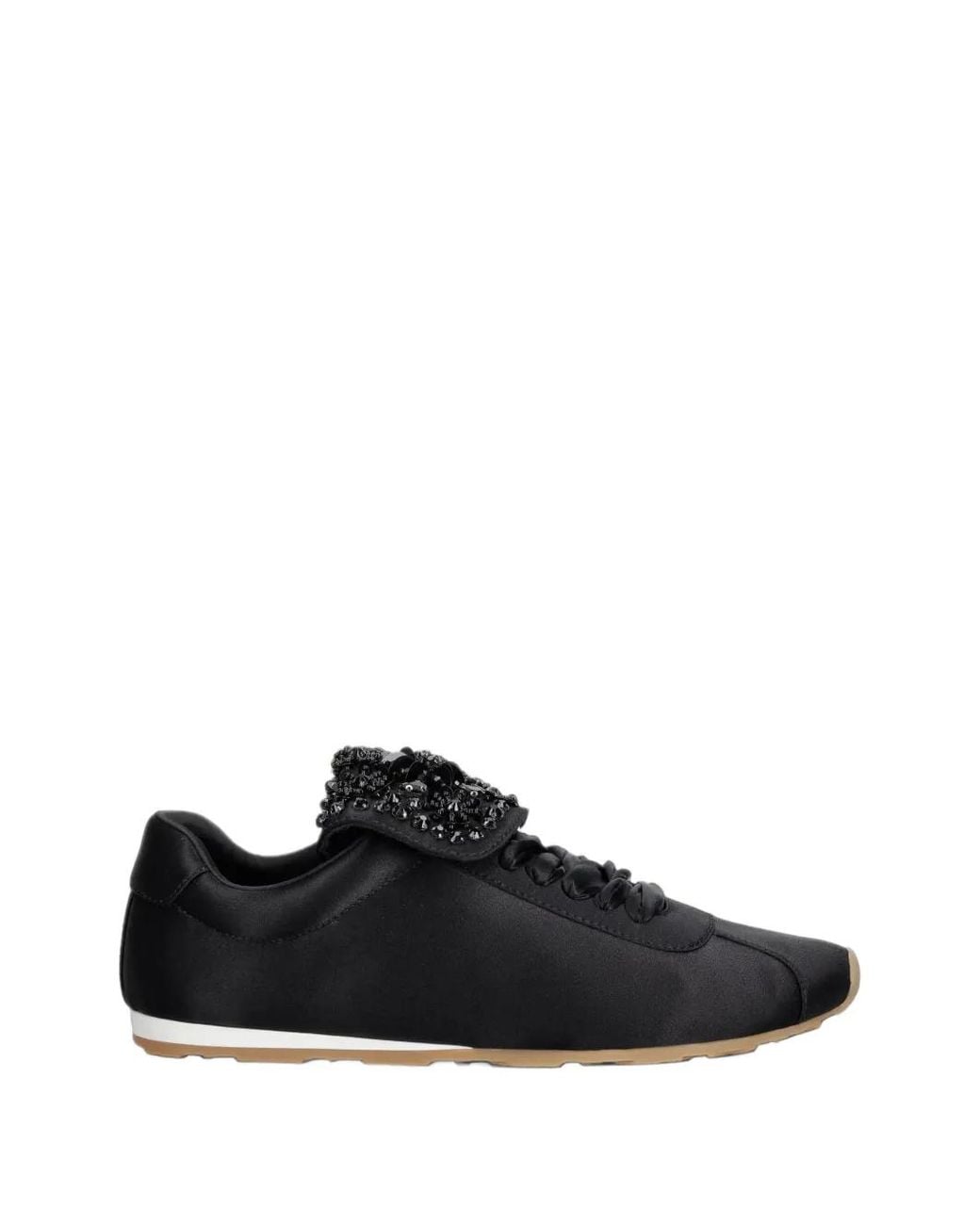 Jeffrey Campbell Black Shelter Embellished Satin Sneakers