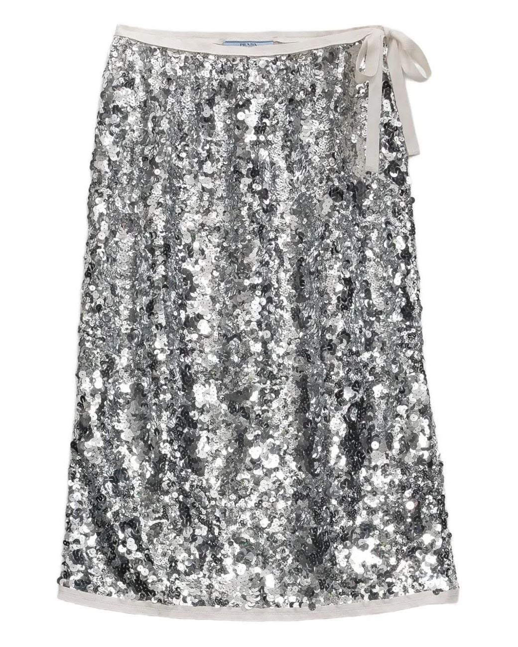 Prada Gray Sequin-Embellished Wrap Midi Skirt