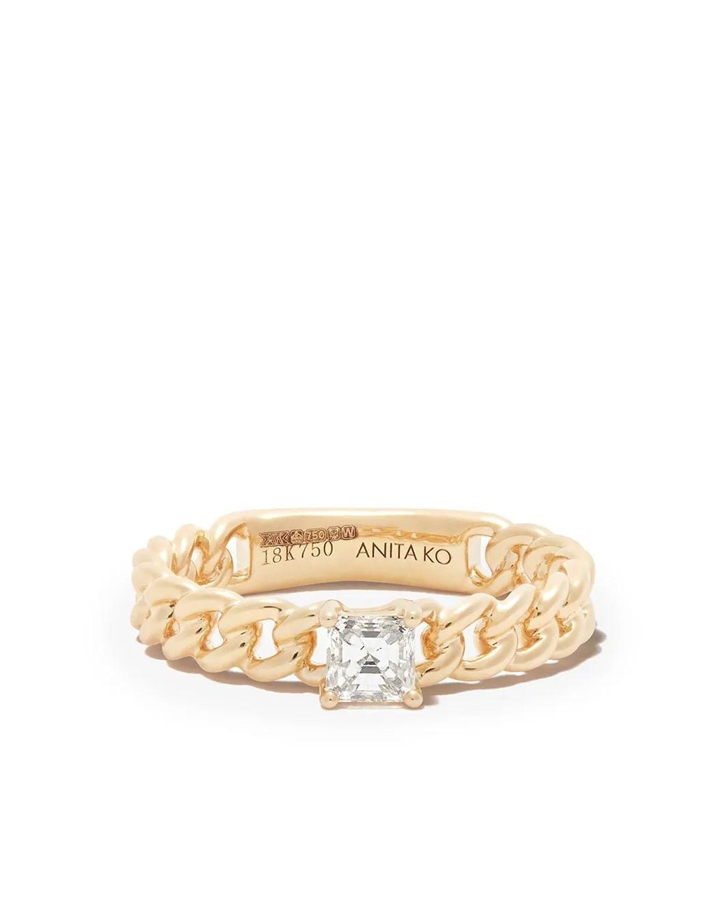 Anita Ko 18Kt Diamond Chain-Link Ring in Metallic | Lyst