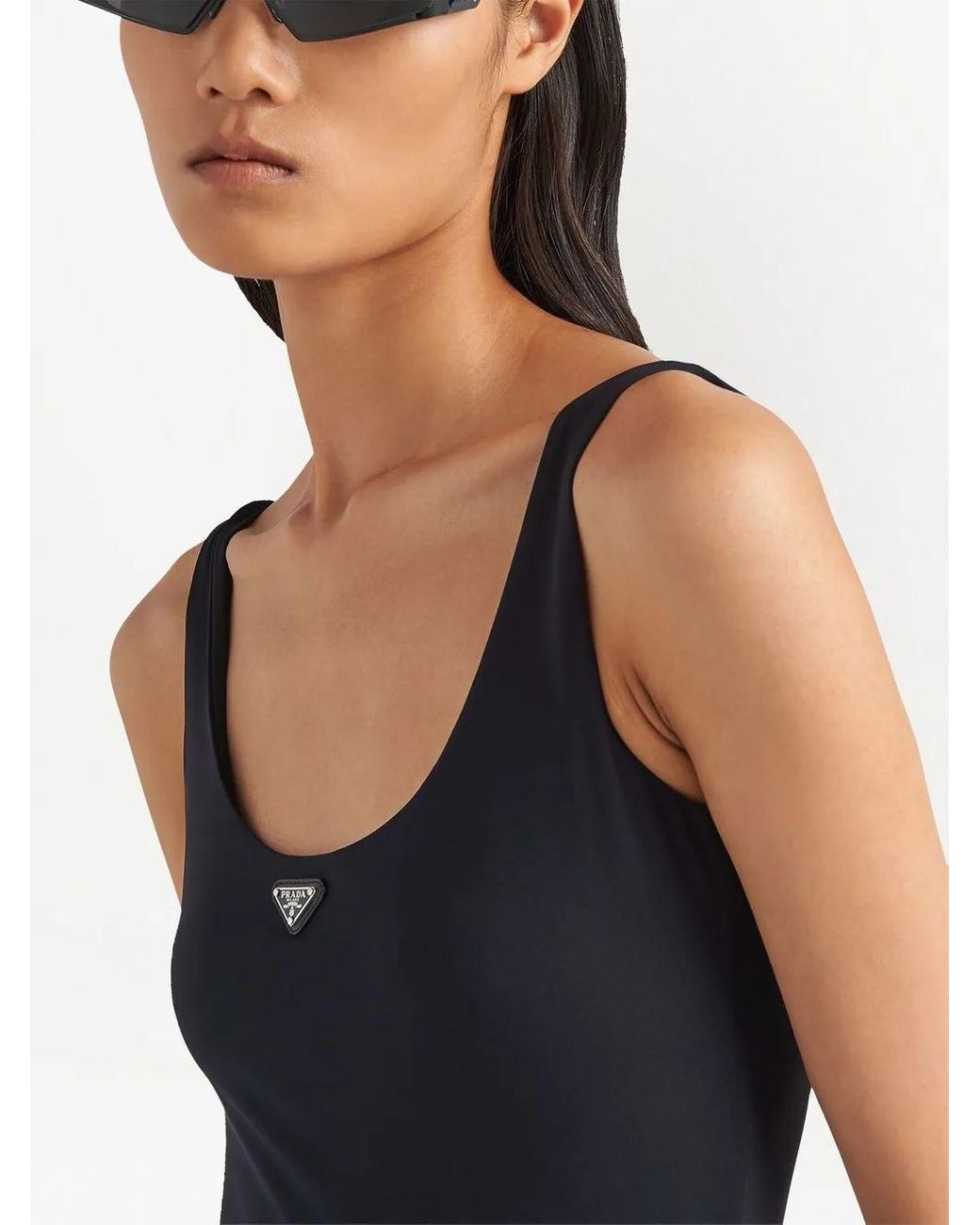 Prada Black Logo-plaque Bodysuit