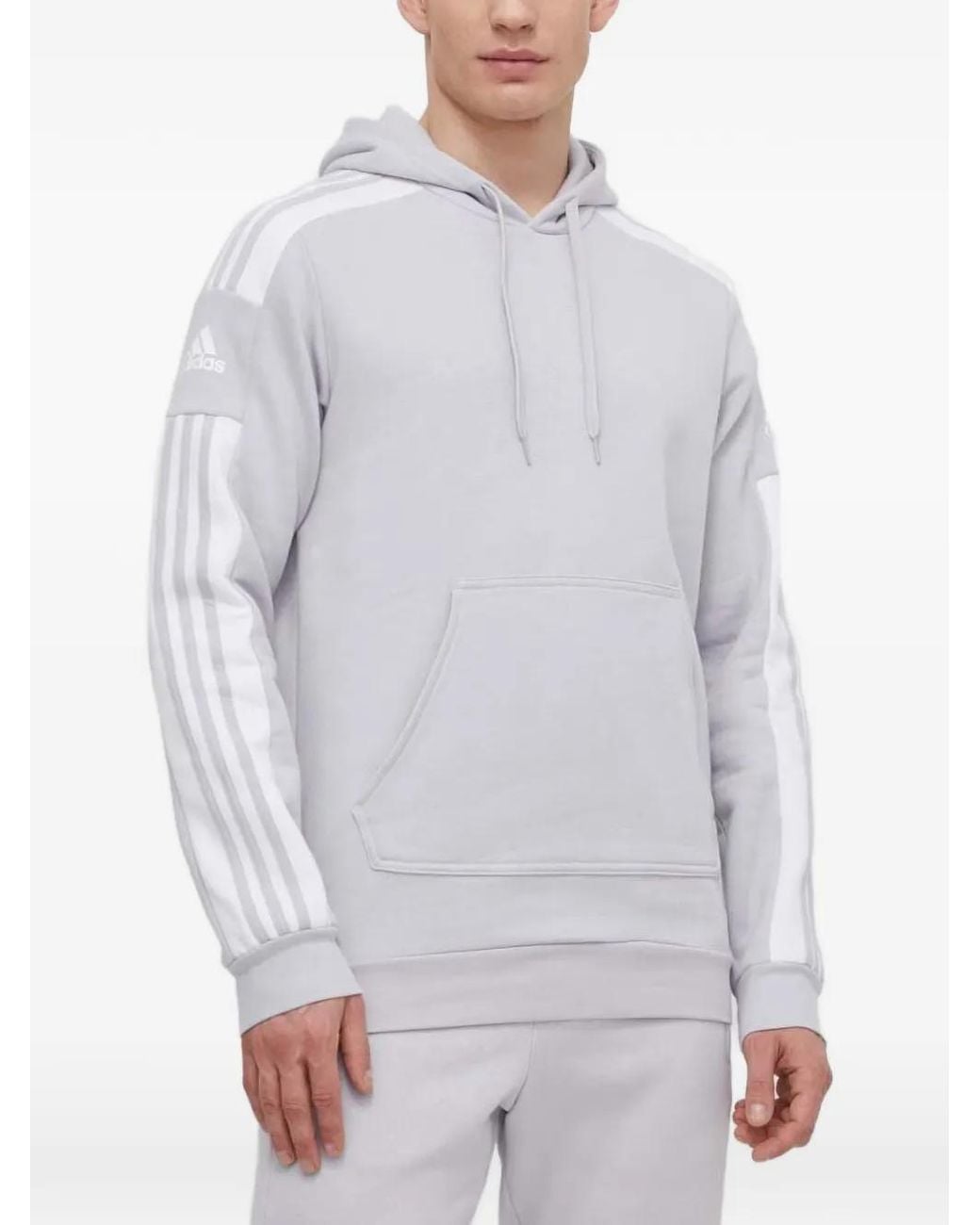 Adidas Gray Signature Stripes-Detail Hoodie for men