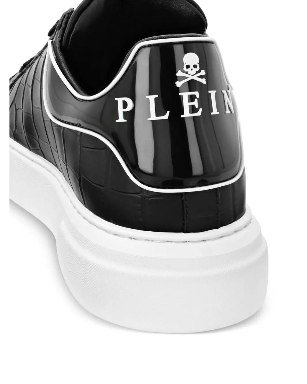 Philipp Plein Black Crocco Big Bang Runner Lace-Up Sneakers