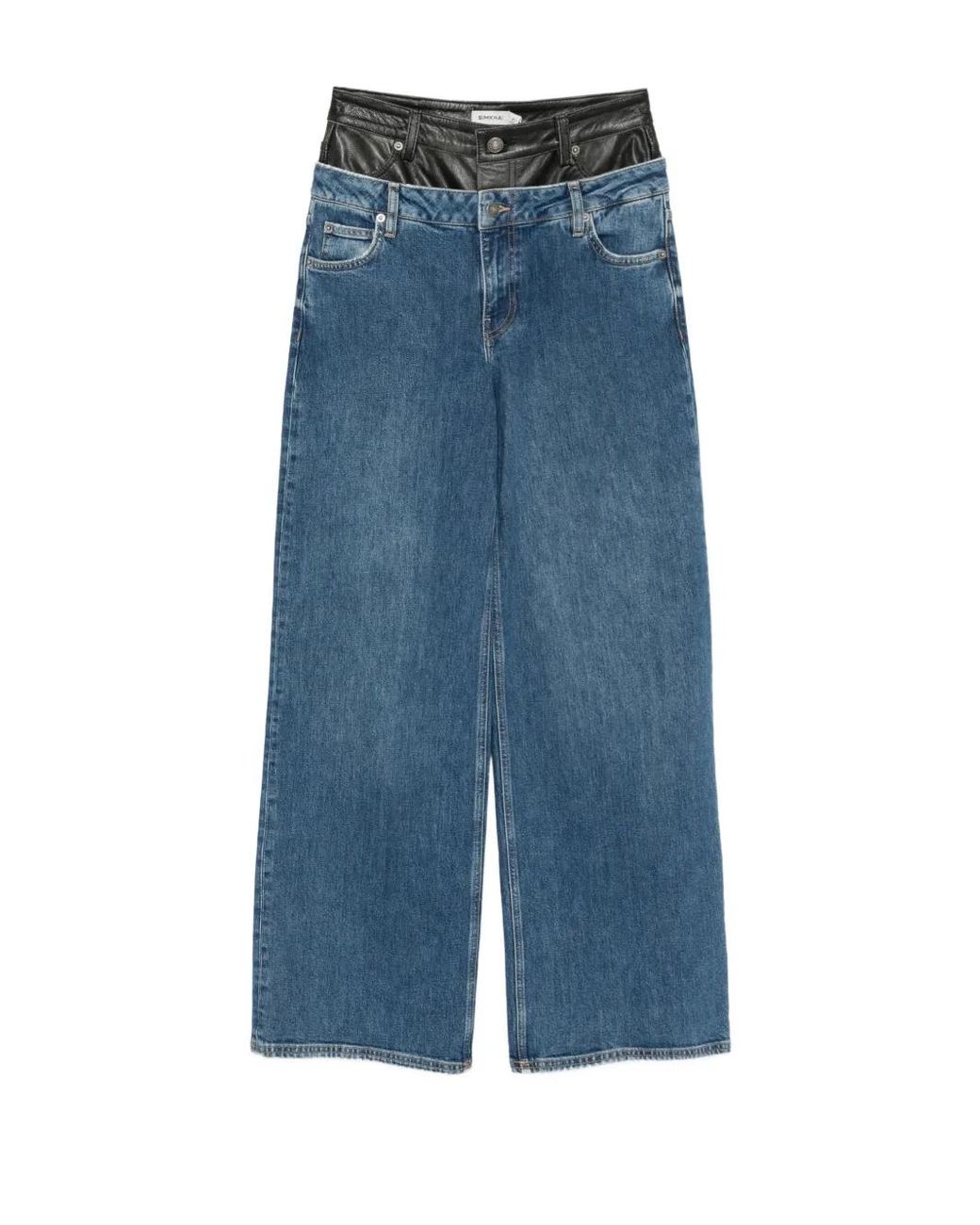Jonathan Simkhai Blue Jean À Taille Superposée