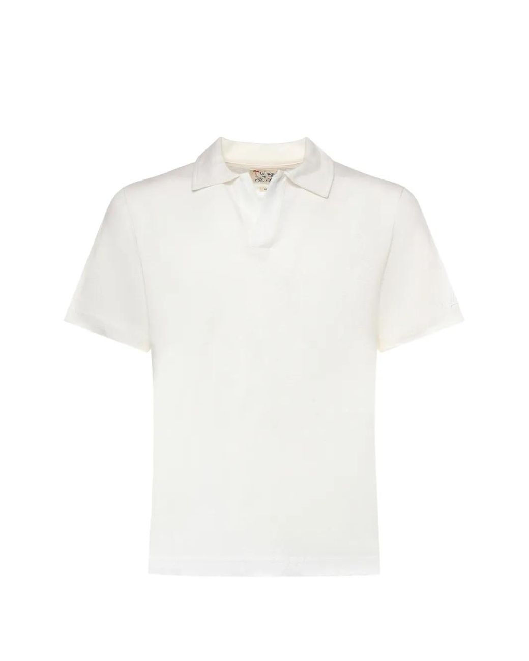 Mc2 Saint Barth White Buttonless Knitted Polo Shirt Sloan for men