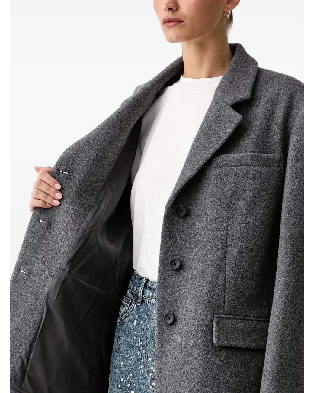 ELEH Gray Single-Breasted Blazer