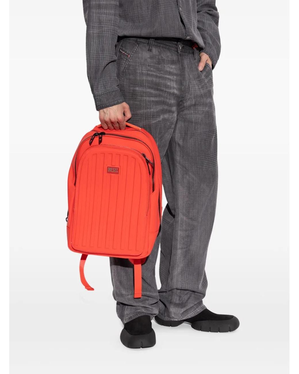 DIESEL Red Sac À Dos Nervuré À Plaque Logo