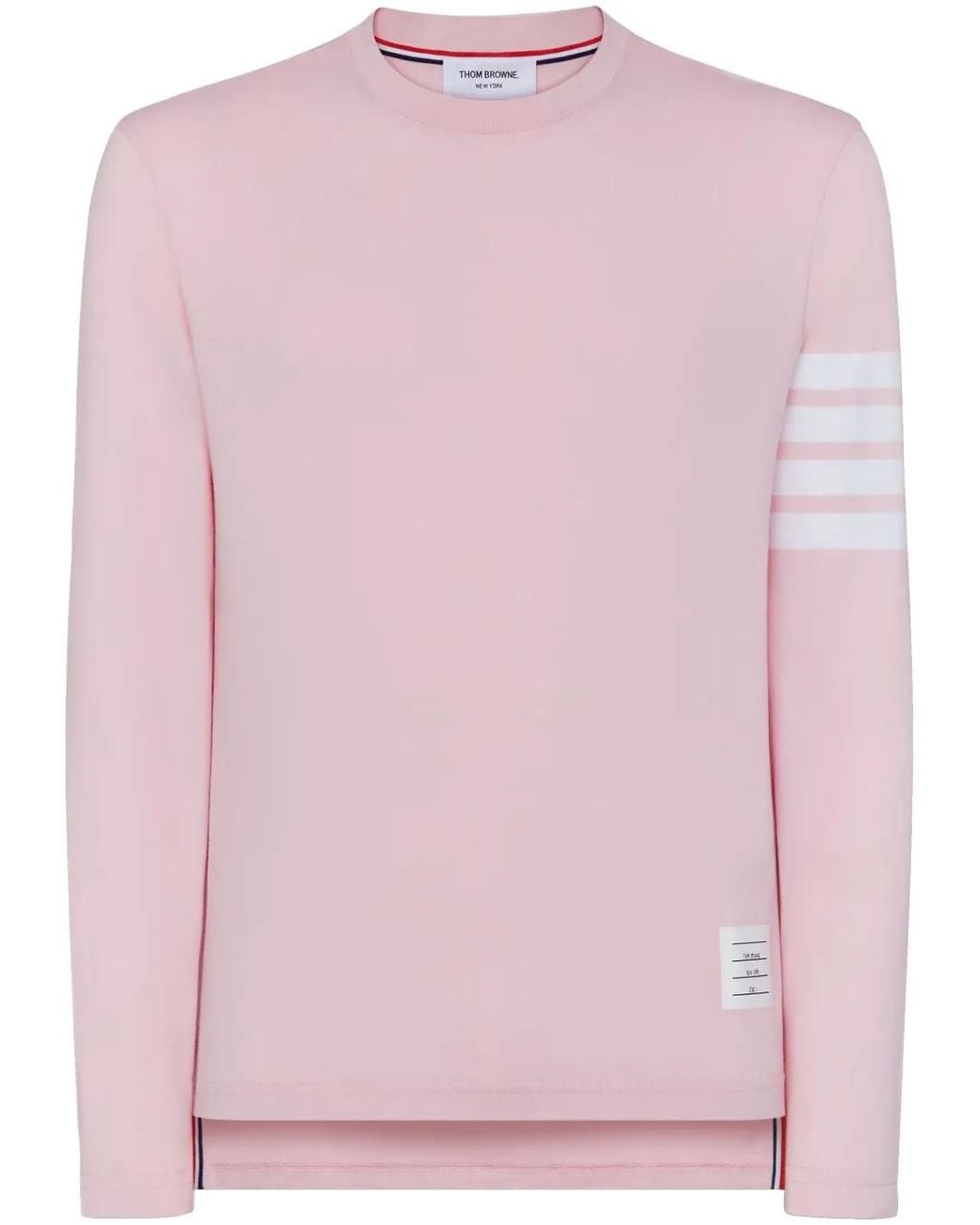 Thom Browne Pink Three-Stripe Long-Sleeved T-Shirt for men