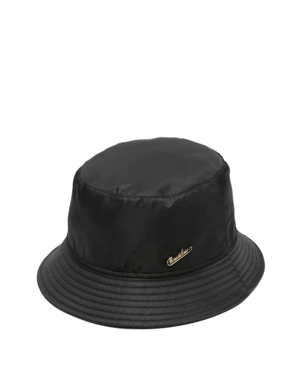 Borsalino Black Logo-Plaque Bucket Hat