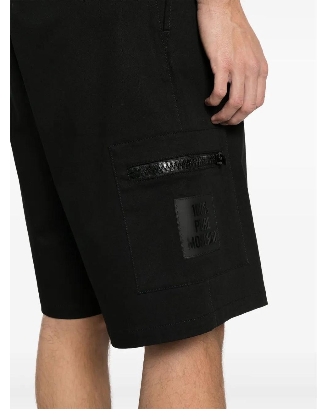 Moschino Black Logo-Appliqué Bermuda Shorts for men