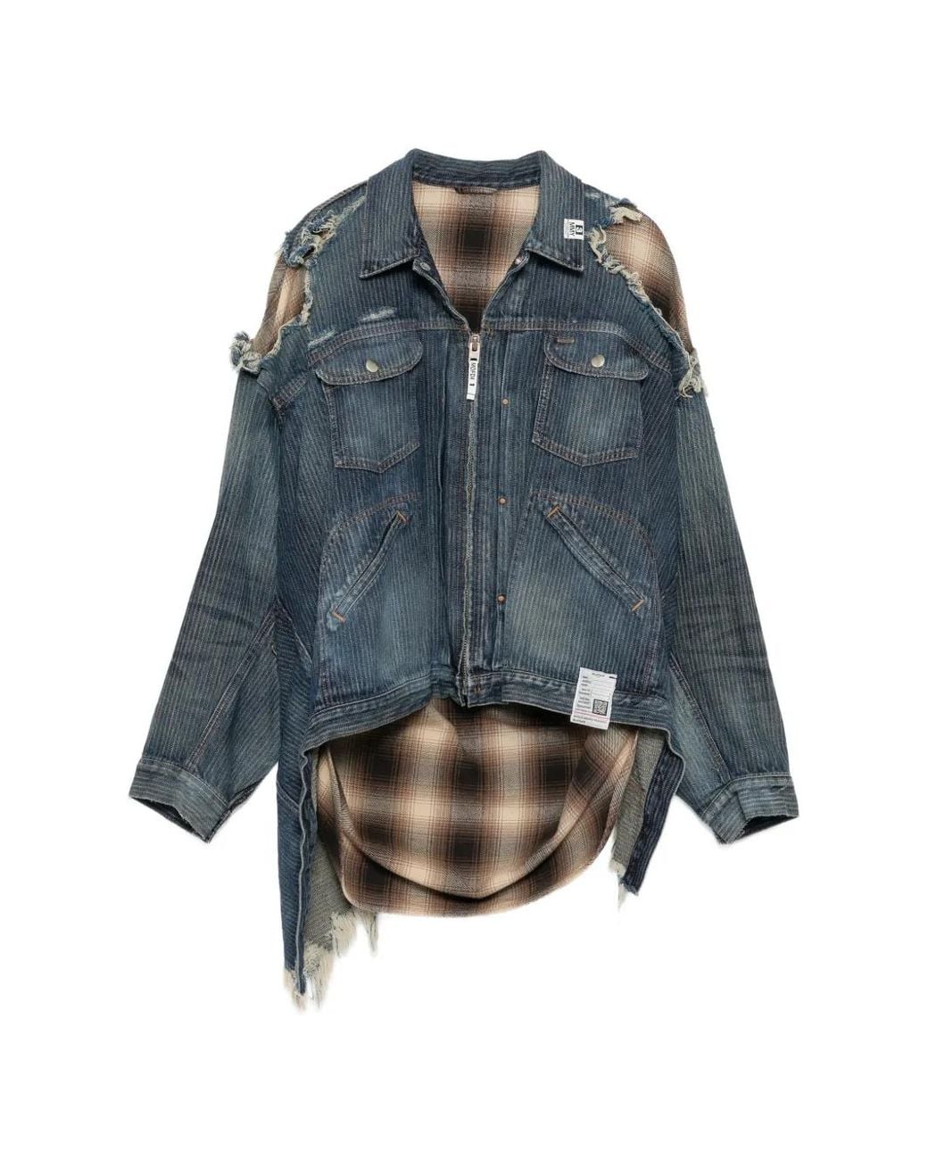 Maison Mihara Yasuhiro Blue Check Shirt Layered Jacket for men