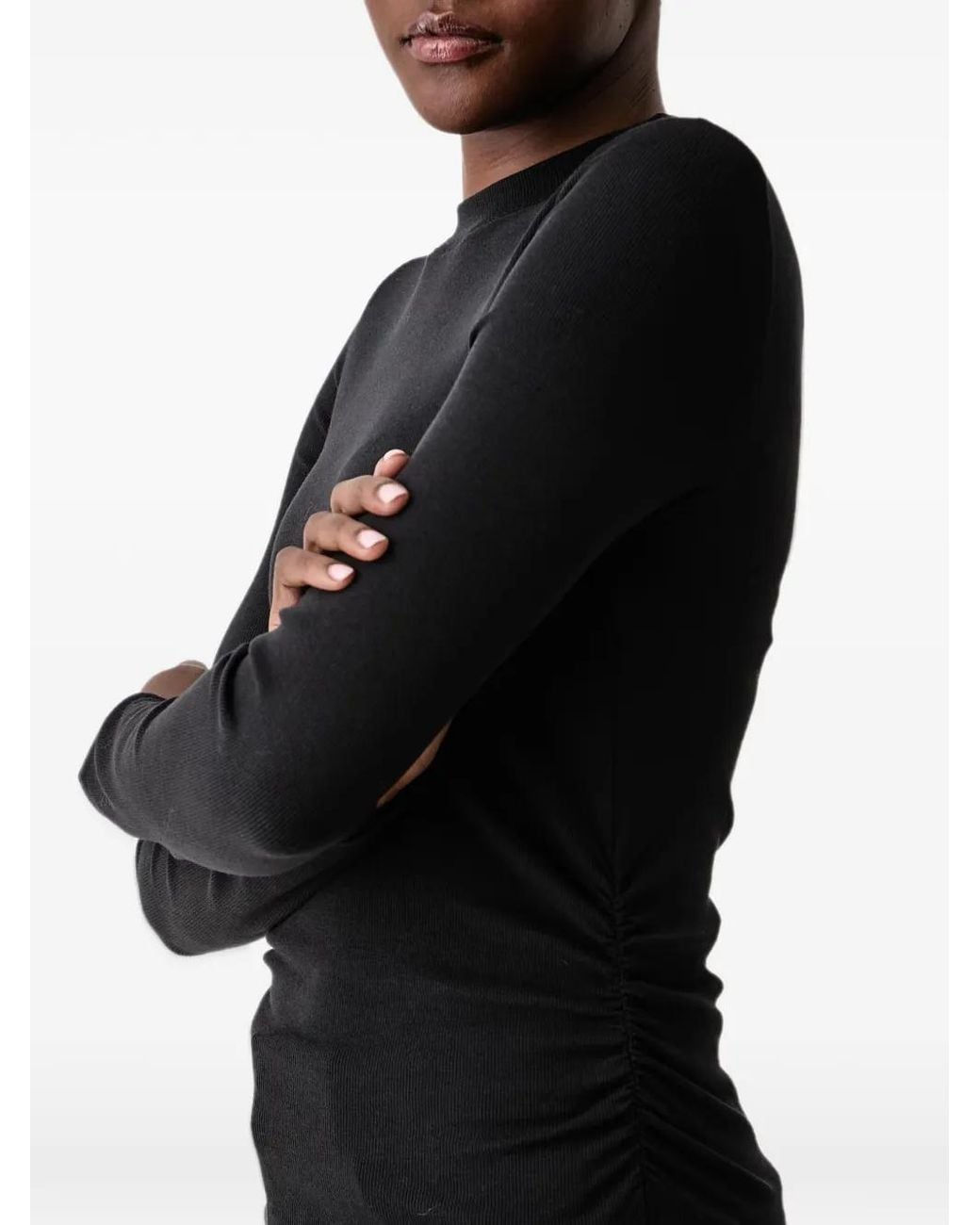 Marc O' Polo Black Ruched Long-Sleeve T-Shirt