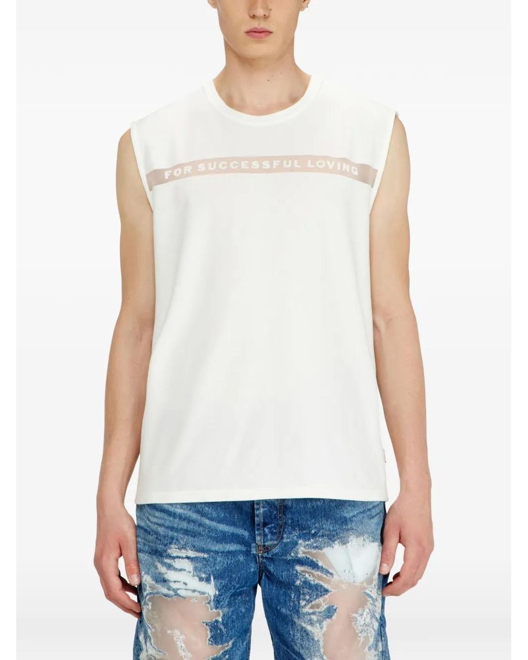 DIESEL White Tank Top With For Successful Loving Logo