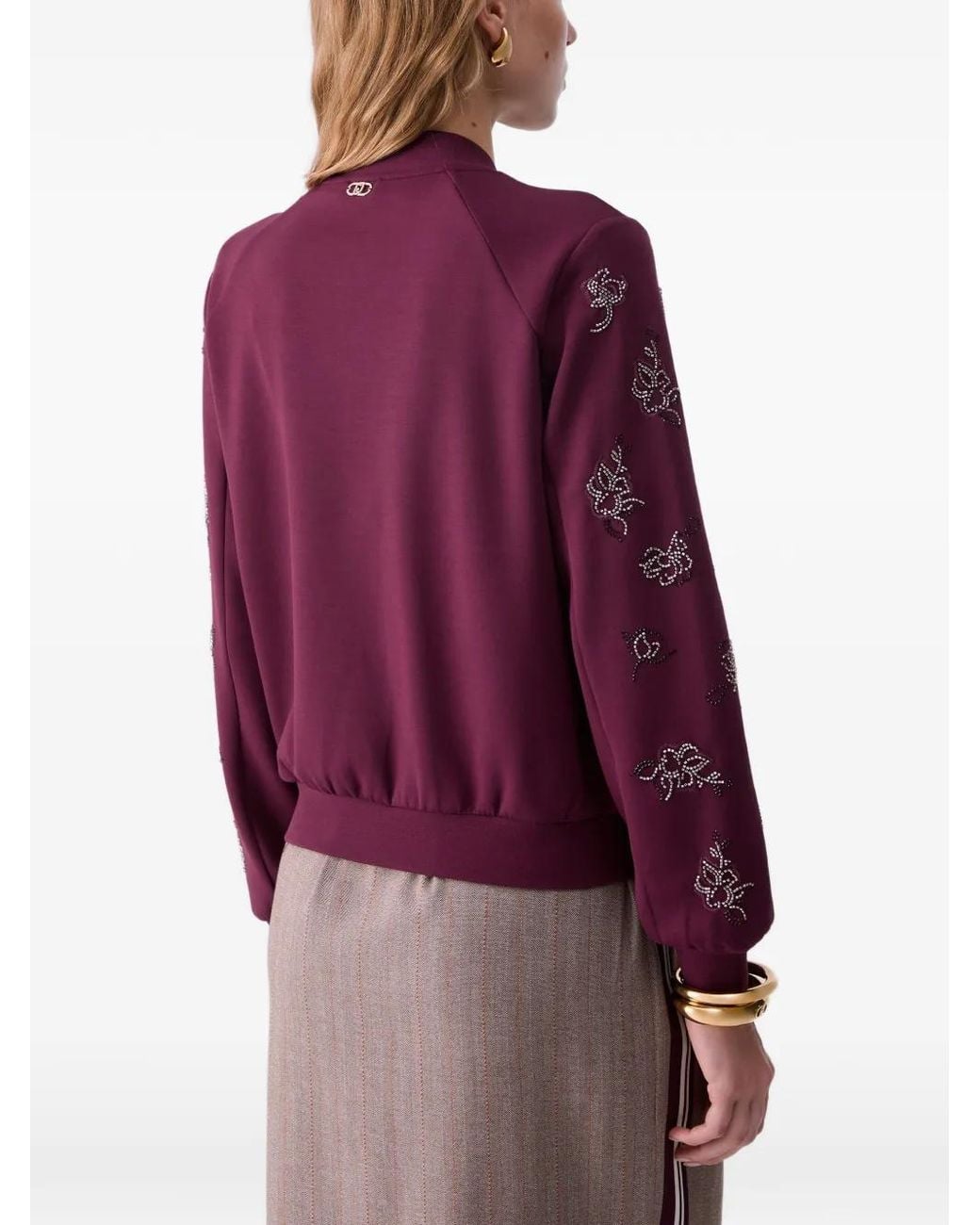 Liu Jo Purple Sweatshirt With Jewel Embroidery