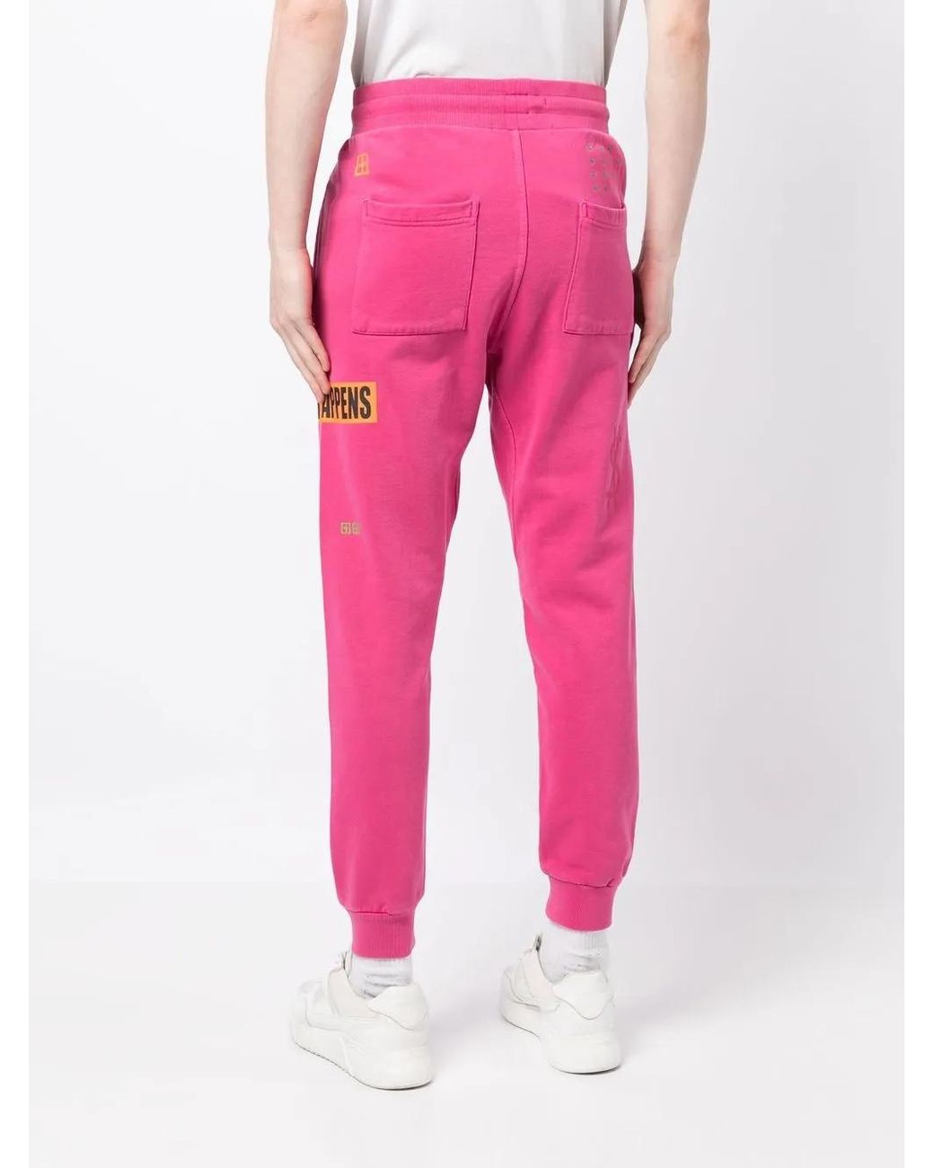 Ksubi Pink Cotton Logo-Print Track Pants for men