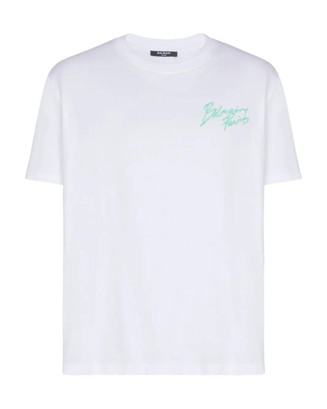 Balmain White T-Shirt With Paris Brush Print for men