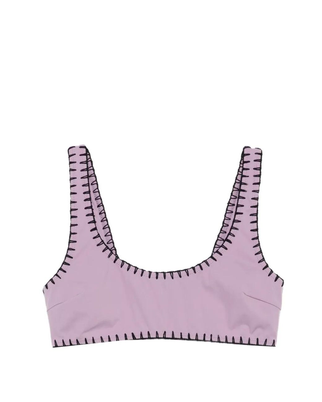 Nanushka Purple Blanket-Stitch Bikini Top