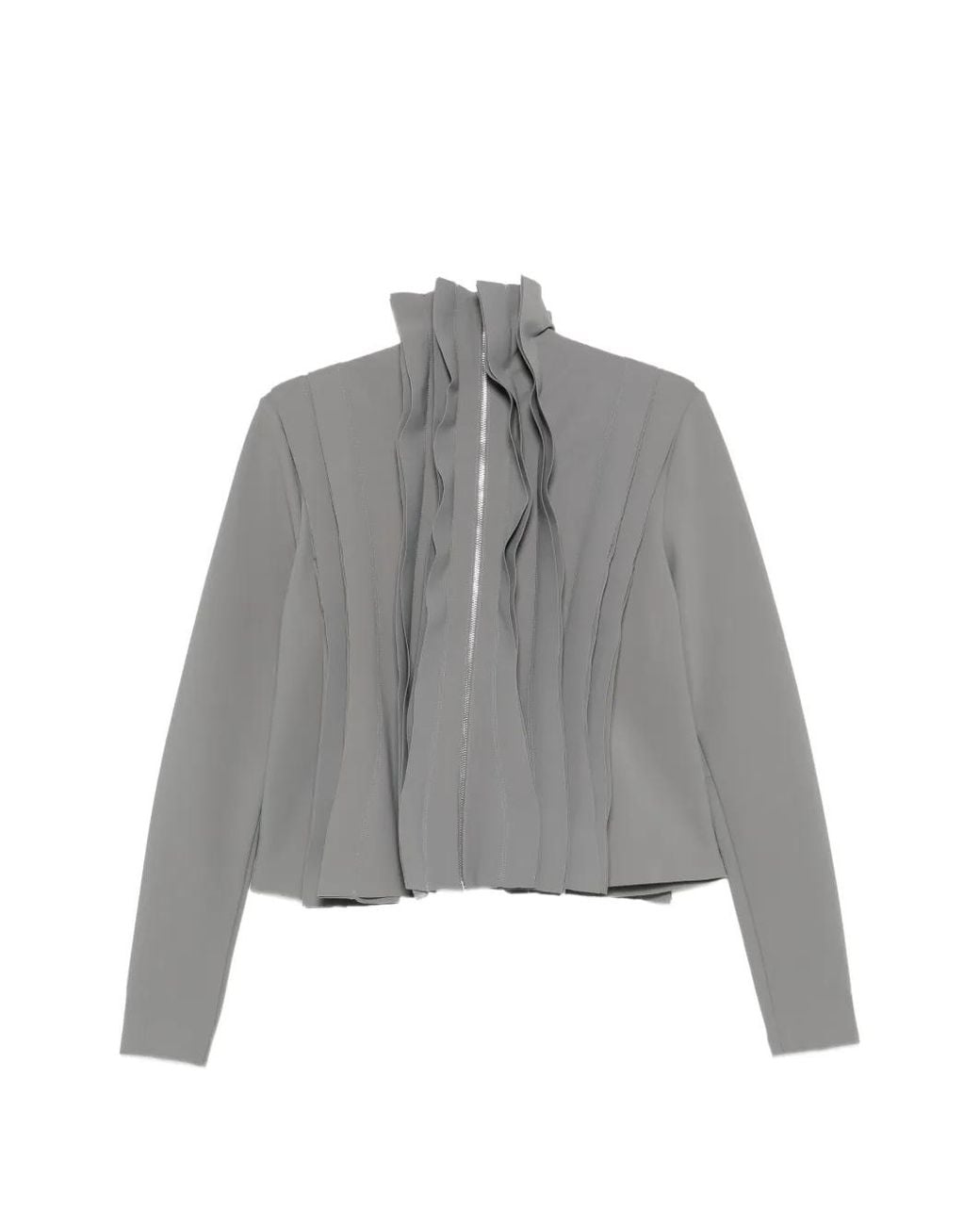 Litkovskaya Gray Ruffled Zip-Up Top