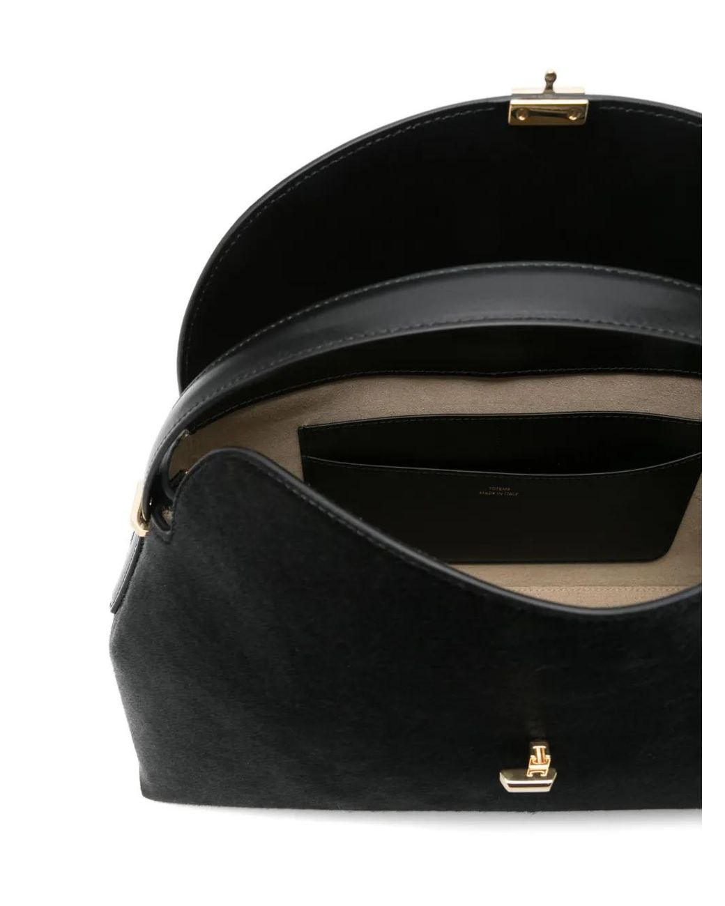 Totême Black T-Lock Pony Hair Top Handle Bag