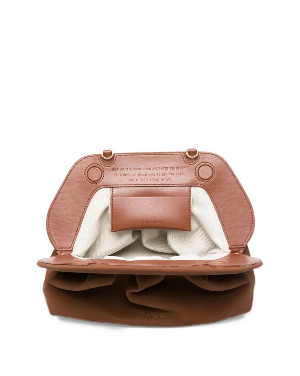 THEMOIRÈ Brown Medium Bios Ruched Pebbled Clutch Bag