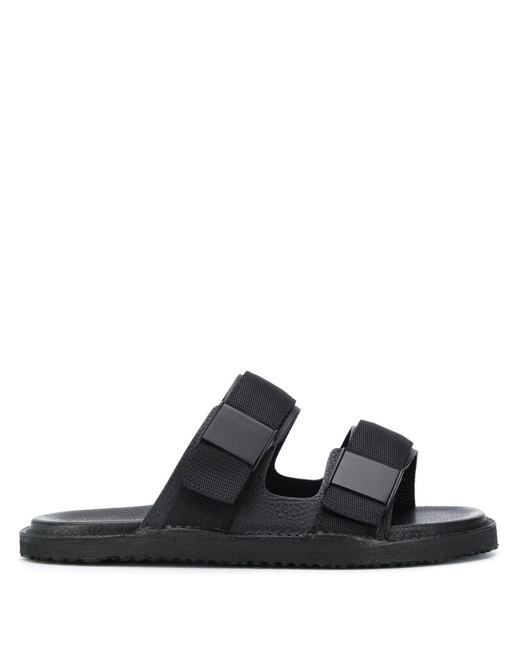 black buckle strap sandals