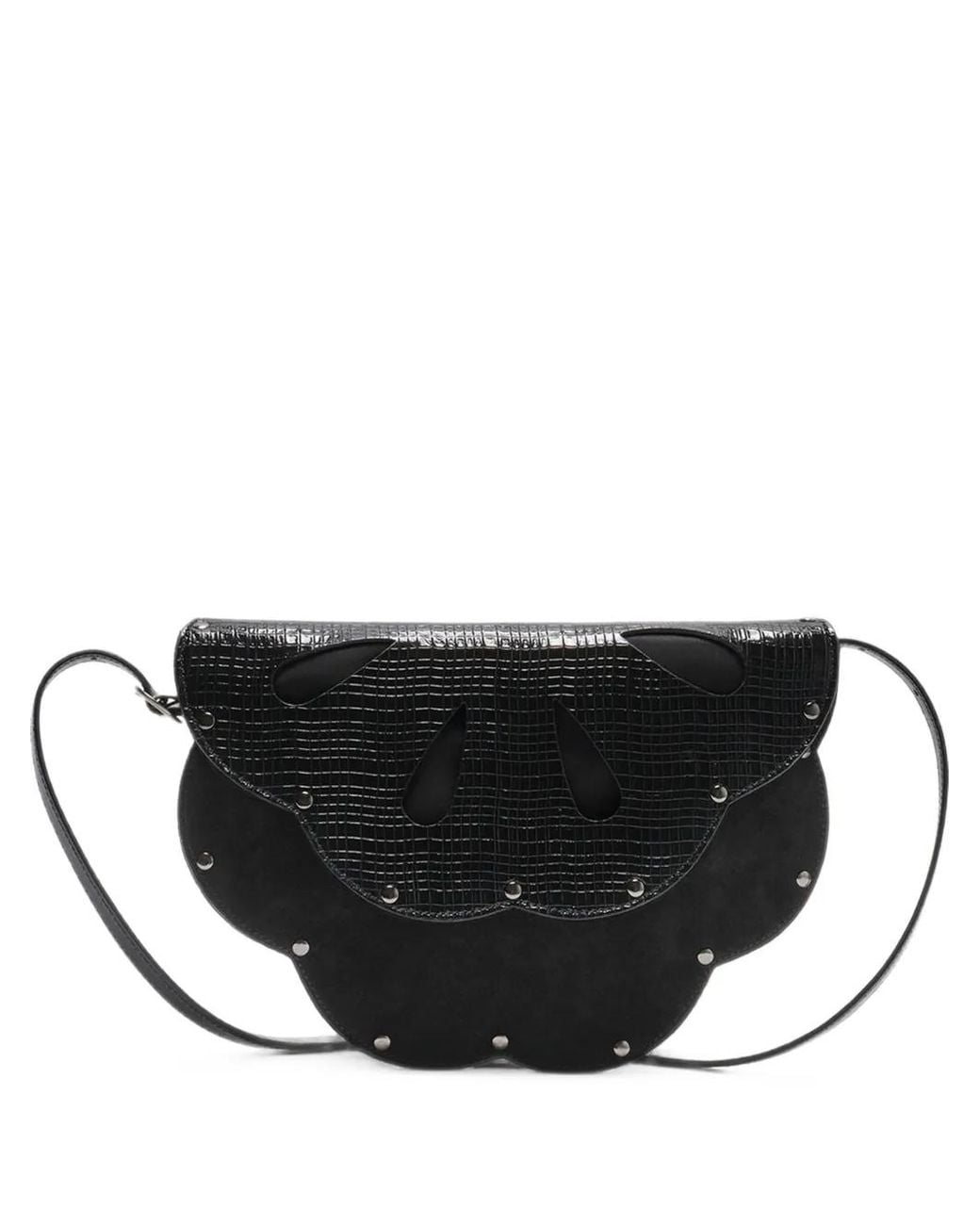 Maliparmi Black Leather Bloom Crossbody Bag