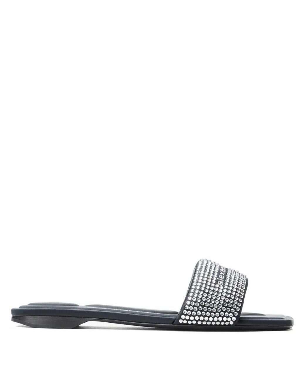Alexander Wang White Satin & Crystal Hotfix Vy Sandals
