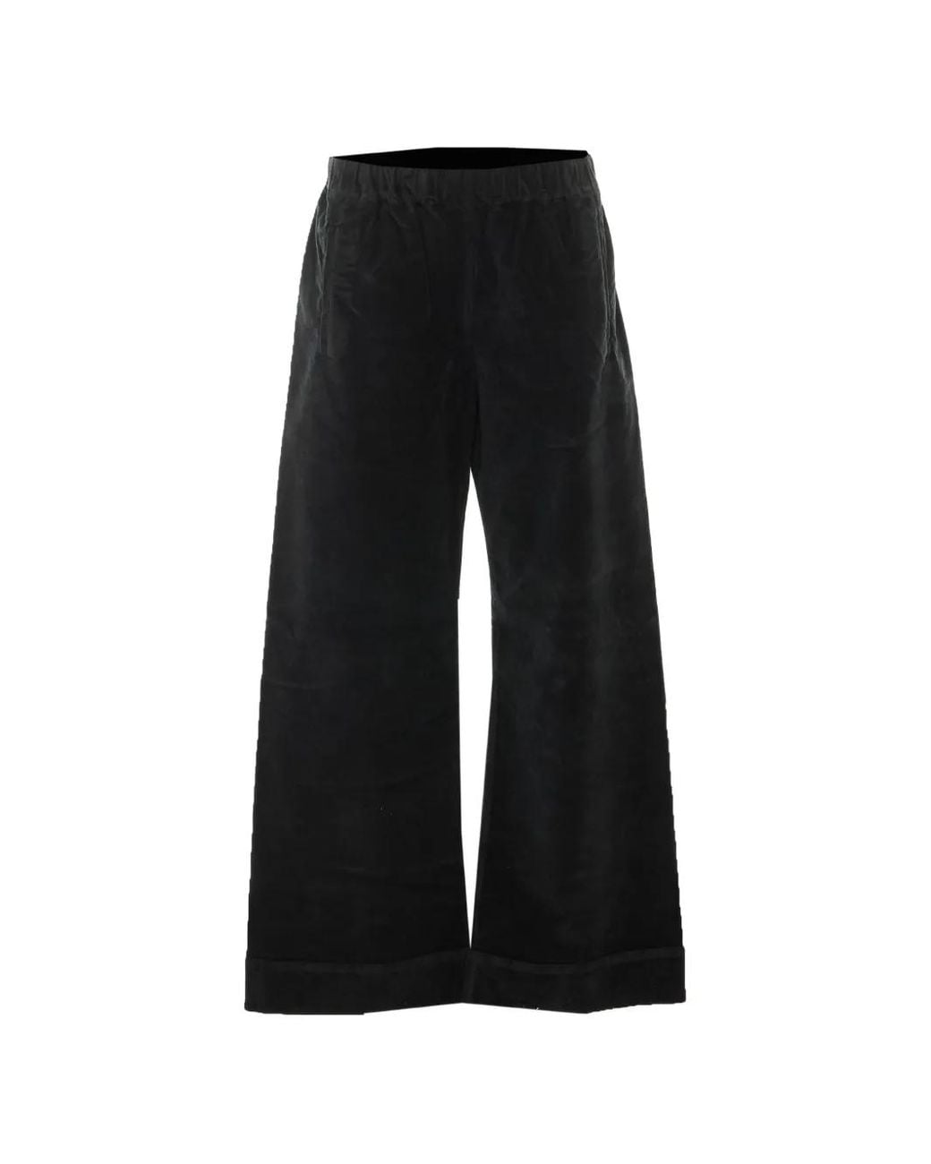 TRUE AVENUE Black Pensil Velvet-Effect Palazzo Pants