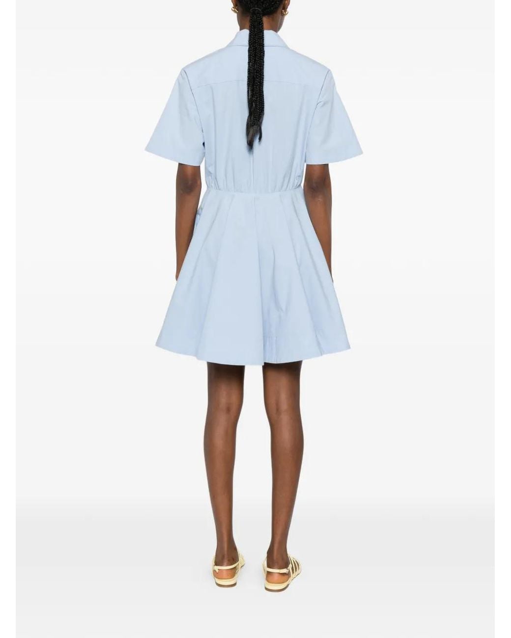 Maje Blue Robe Plissée À Manches Courtes