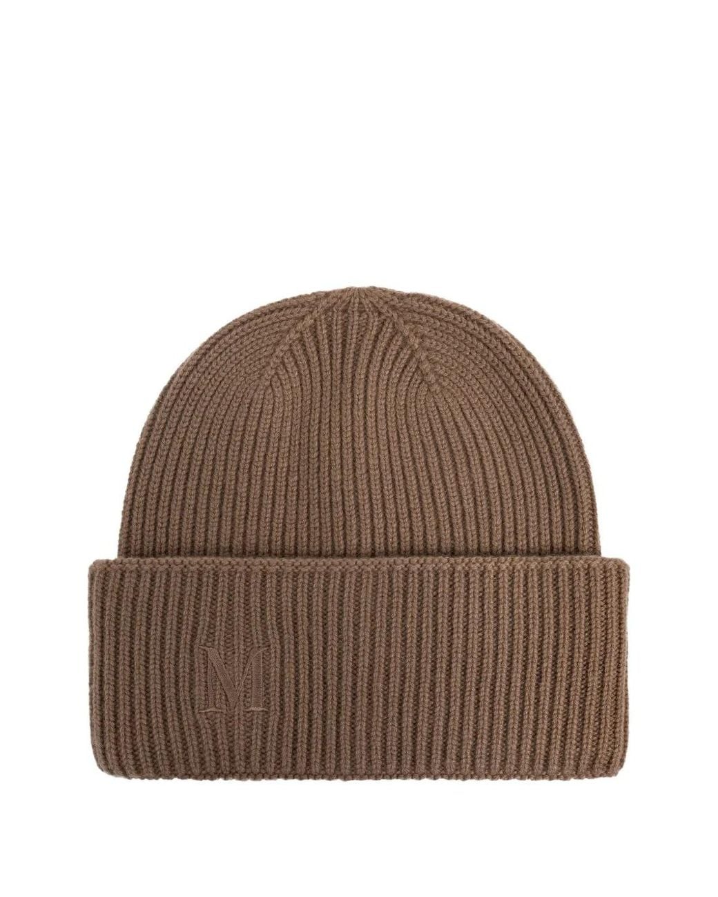 Max Mara Brown Gerippte Mertina Beanie Mit Initialen
