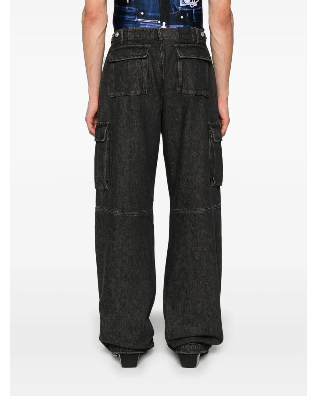 Coperni Black Wide-Leg Cargo Jeans for men