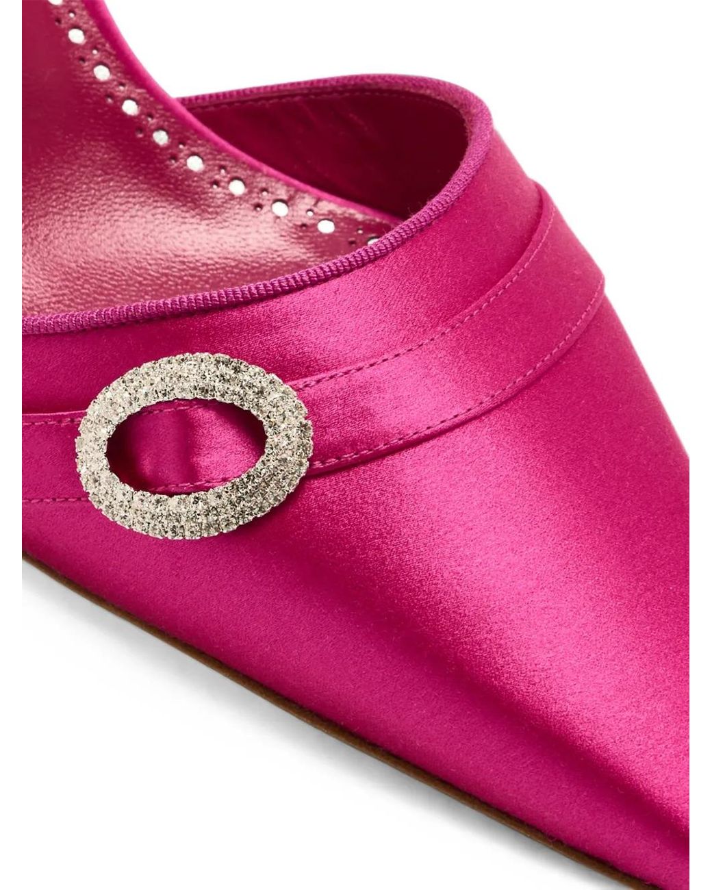 Manolo Blahnik Pink Zutonmu Crystal-Embellished Satin Mules