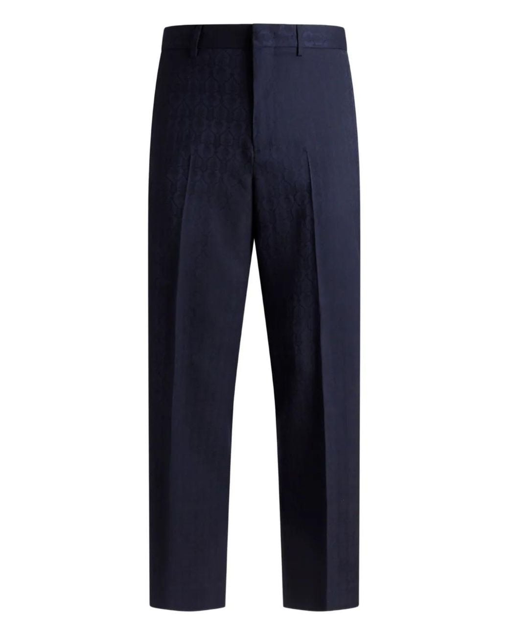 Etro Blue Jacquard Wool Trousers for men
