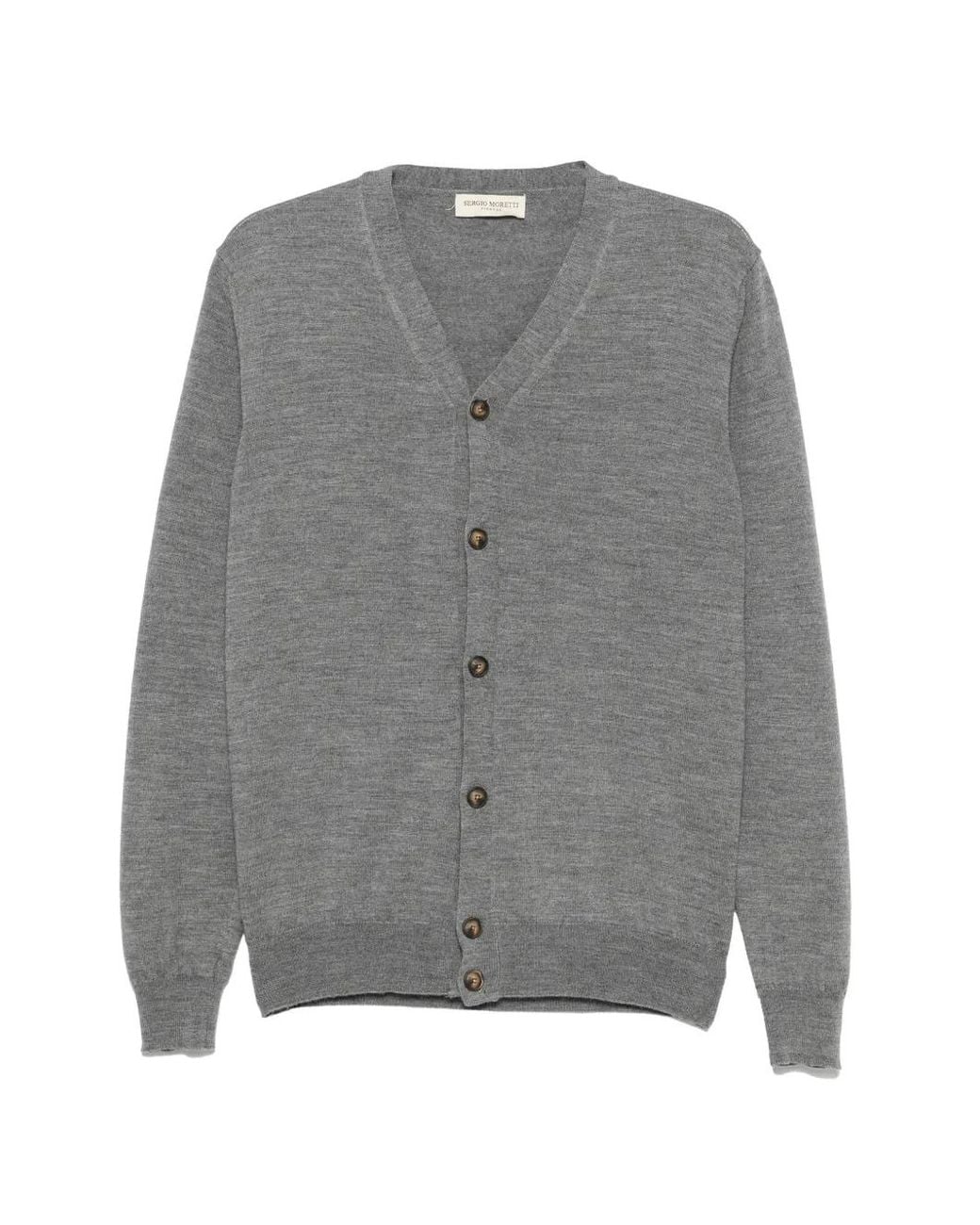 SERGIO MORETTI FIRENZE Gray V-Neck Button-Up Cardigan for men
