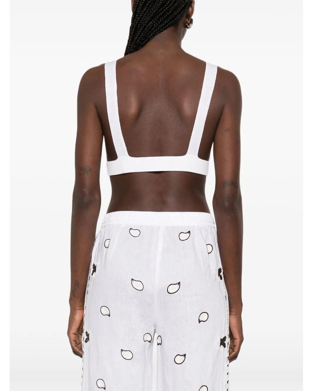 P.A.R.O.S.H. White V-Neck Sleeveless Tank Top