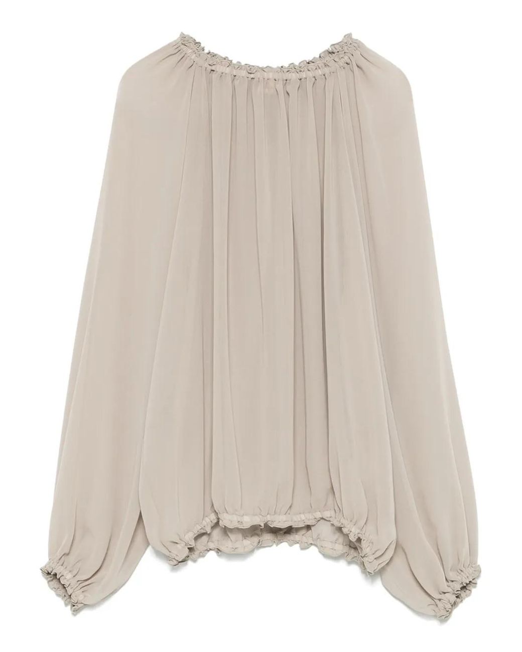 Blanca Vita Natural Ruffle-Trim Blouse
