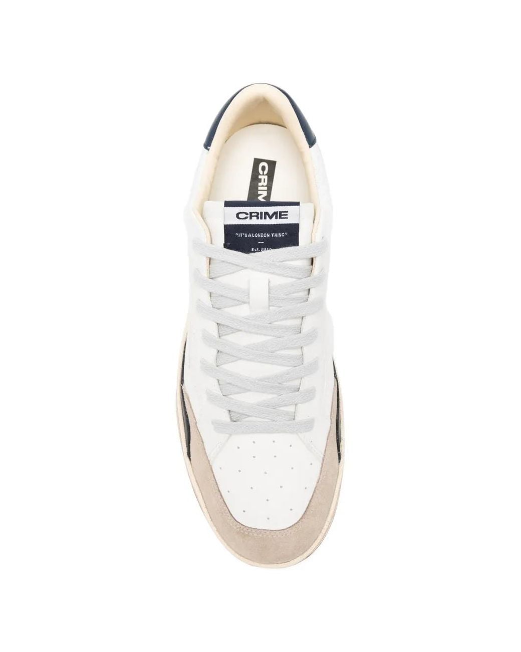 Crime London White Chelsea Suede Panel Sneakers for men