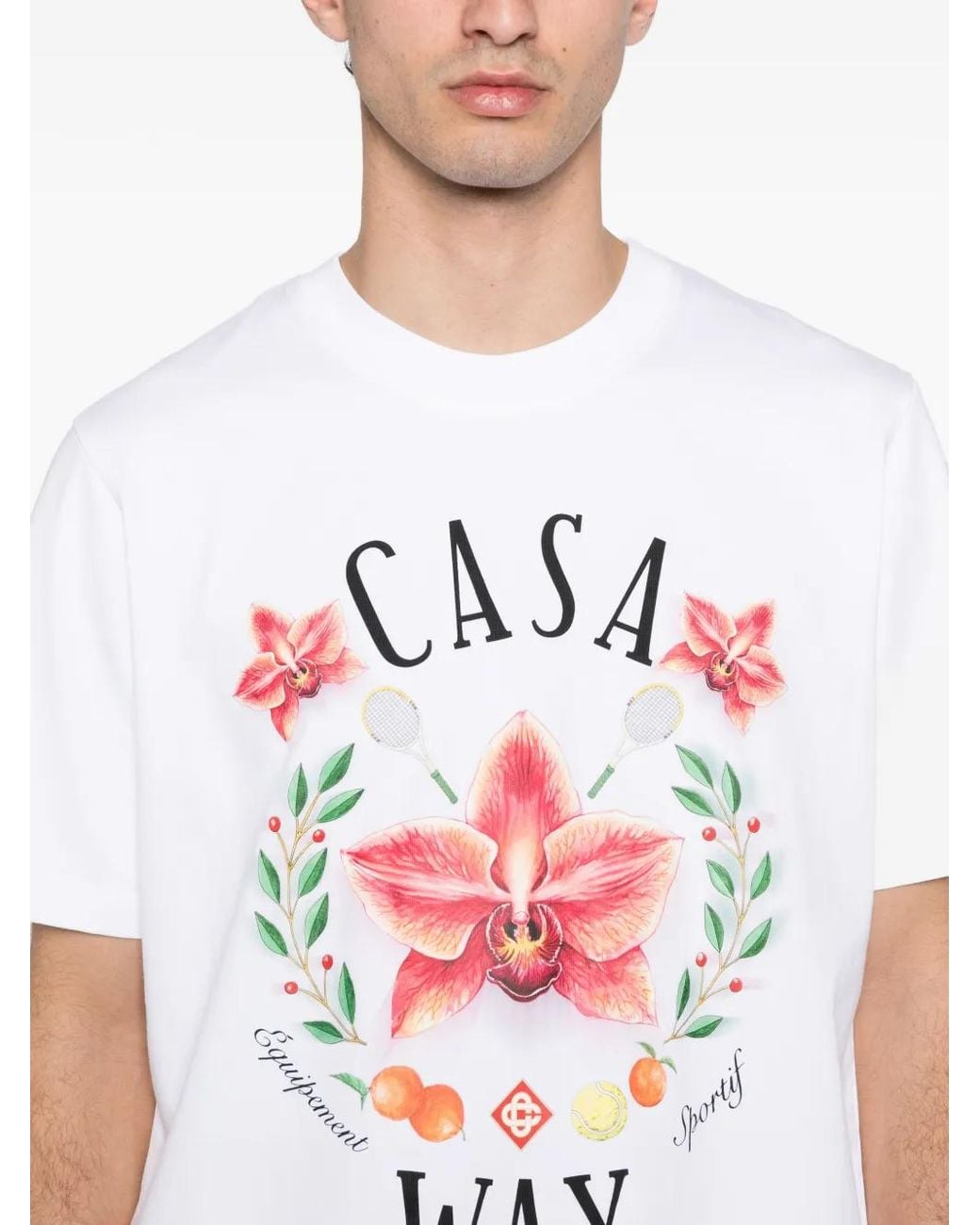 Casablanca White Casa Way Orchid T-Shirt for men