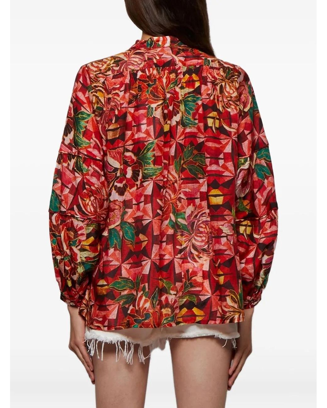 Chufy Red Floral-Print Long-Sleeve Shirt