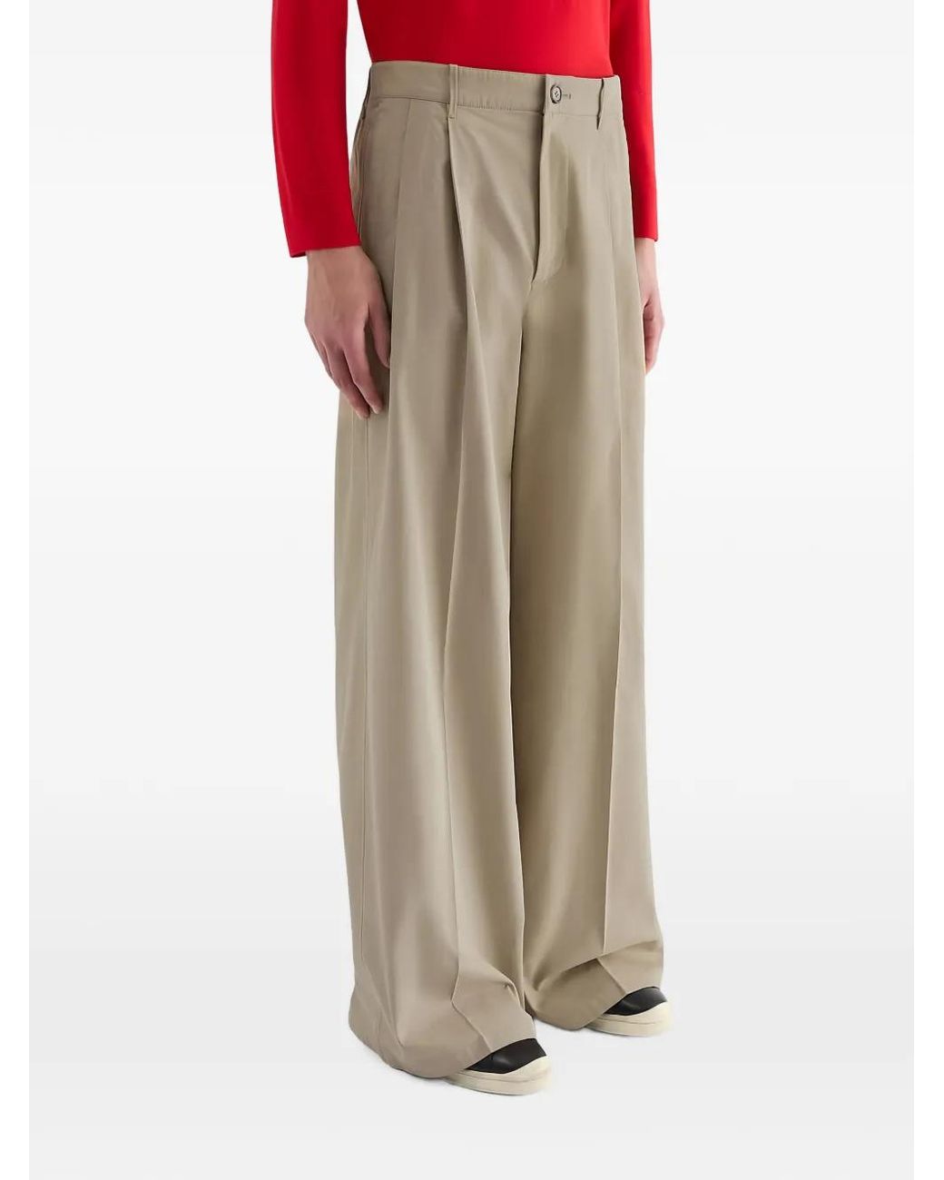 Jil Sander Natural Pantalon Ample À Design Plissé for men