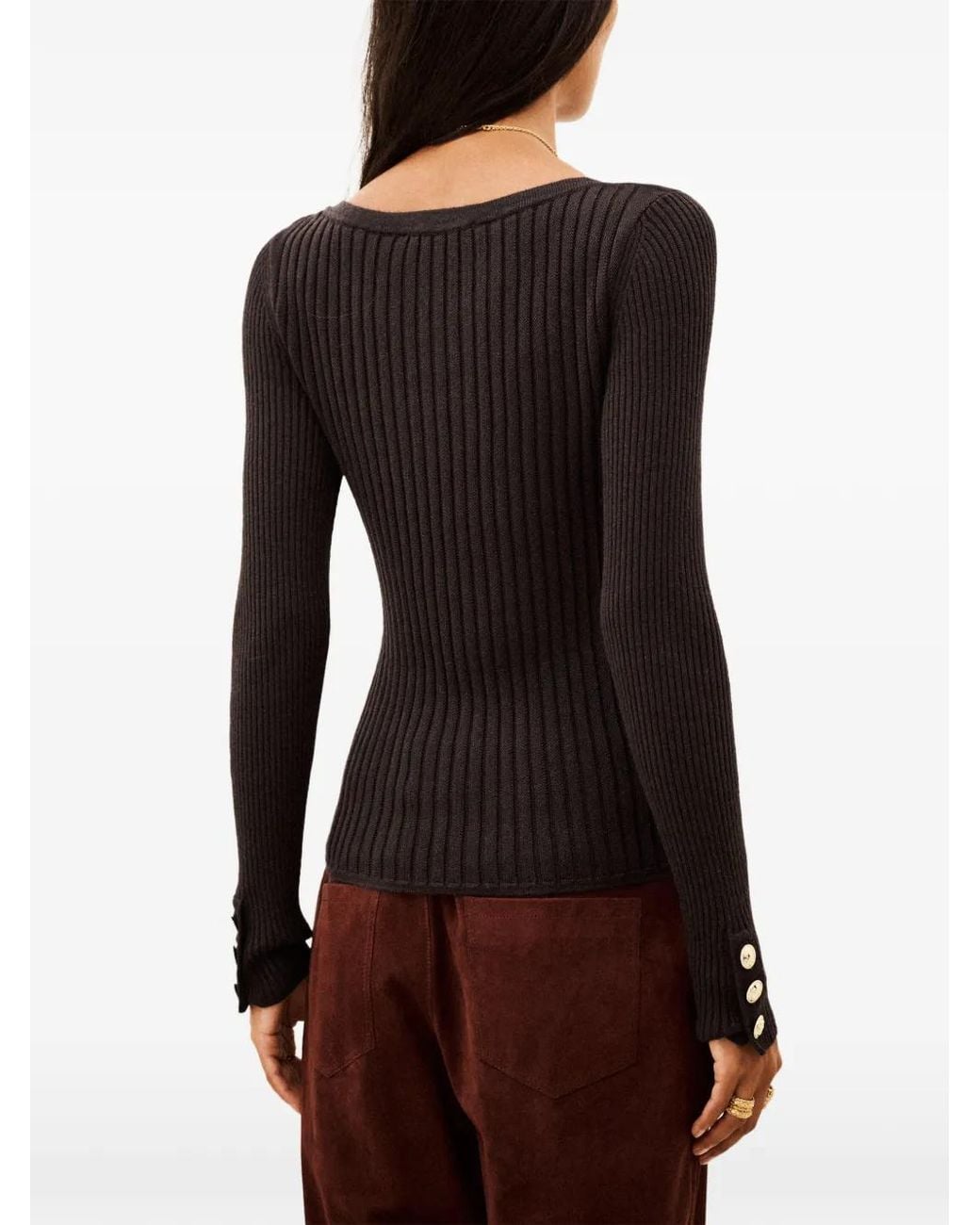 Ba&sh Black Gerippter Palma Pullover Mit Knöpfen