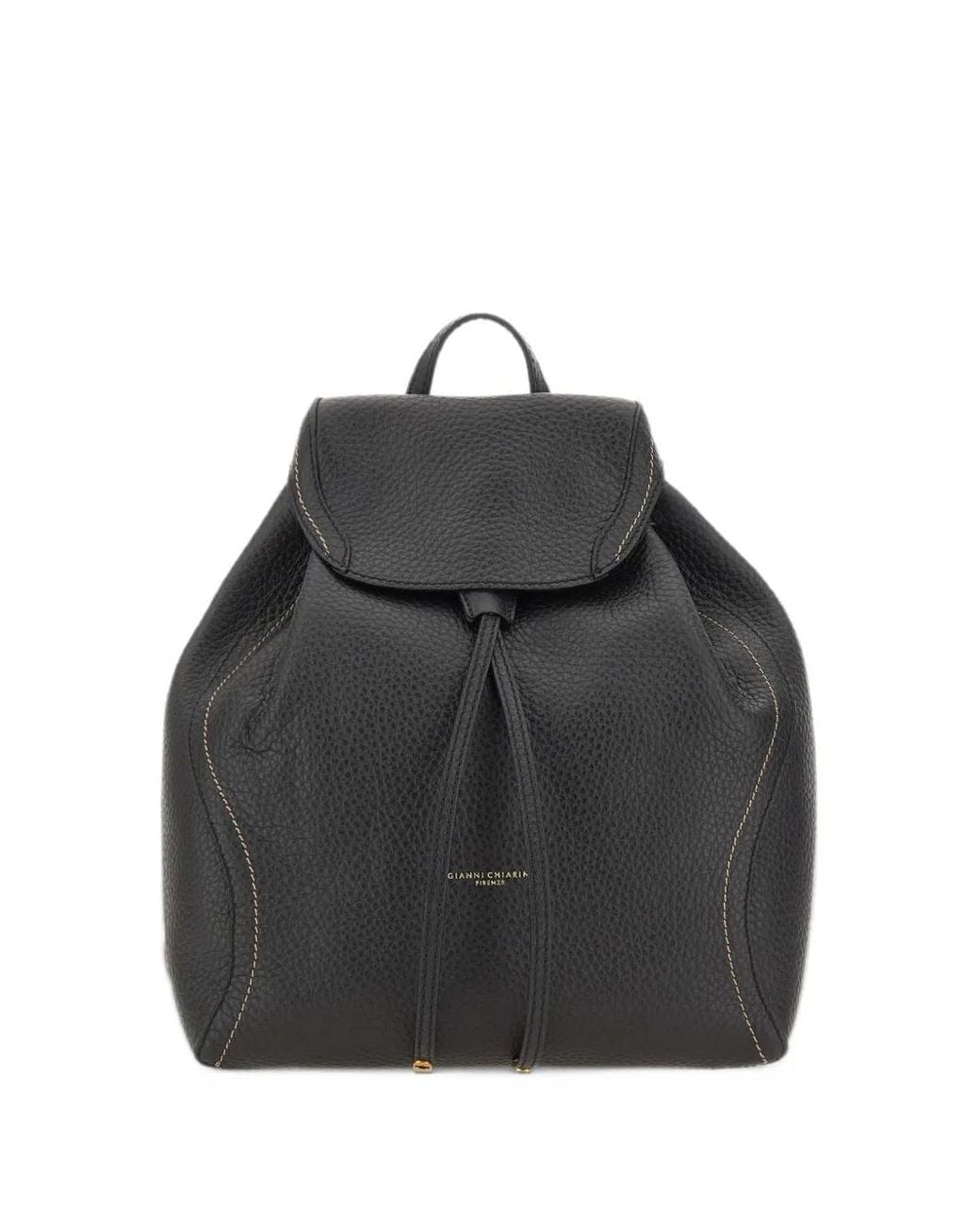 Gianni Chiarini Black Medium Violette Grained Bovine Leather Backpack
