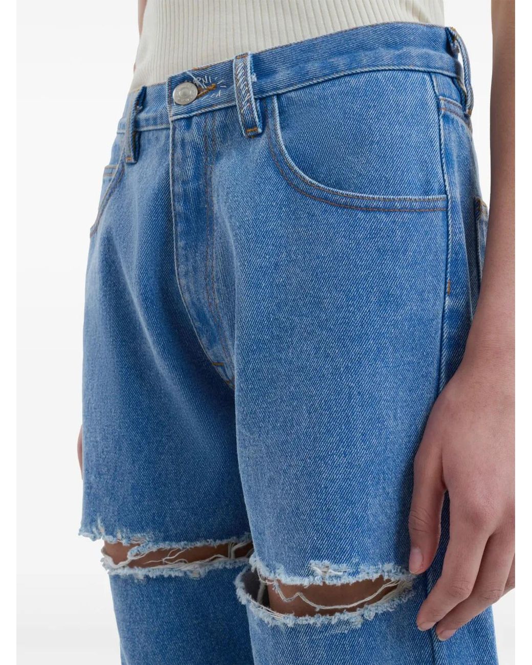 Marni Blue Cur-Out Cotton Jeans