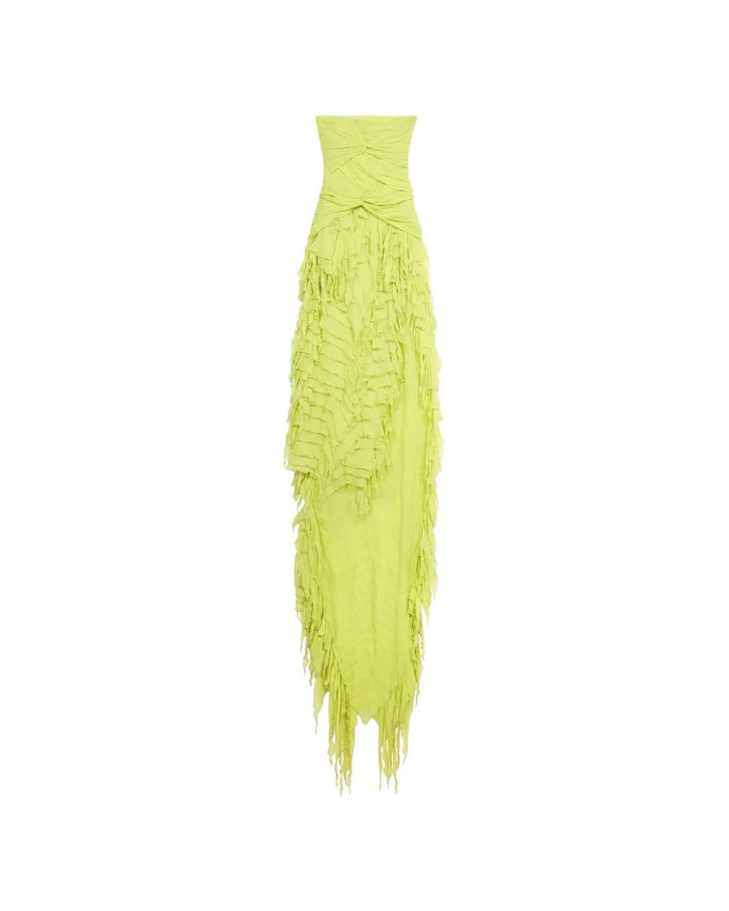 Blumarine Green Ruched Ruffled Maxi Dress