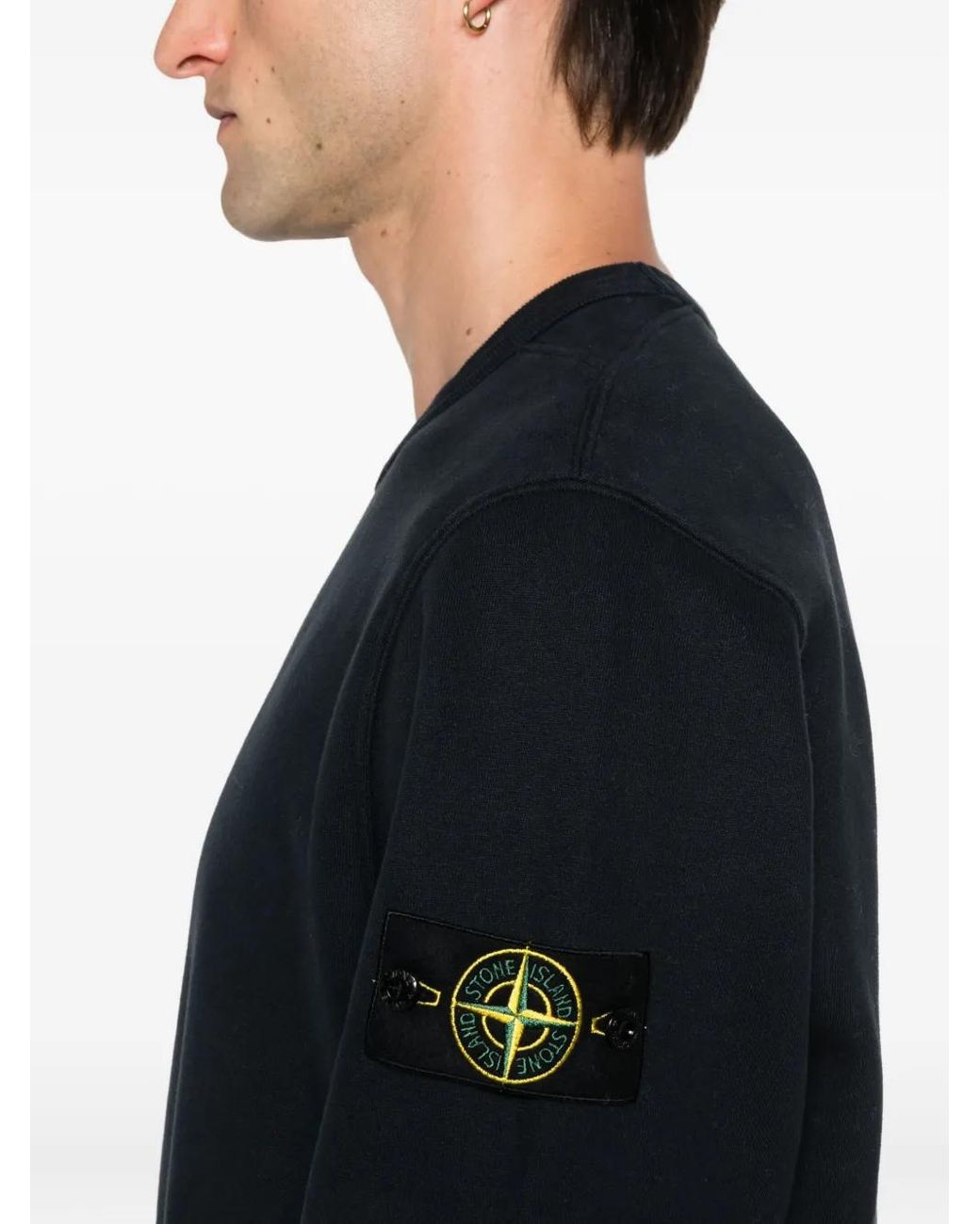 Stone Island Black Brushed Organic Cotton Fleece Sweatshirt for men