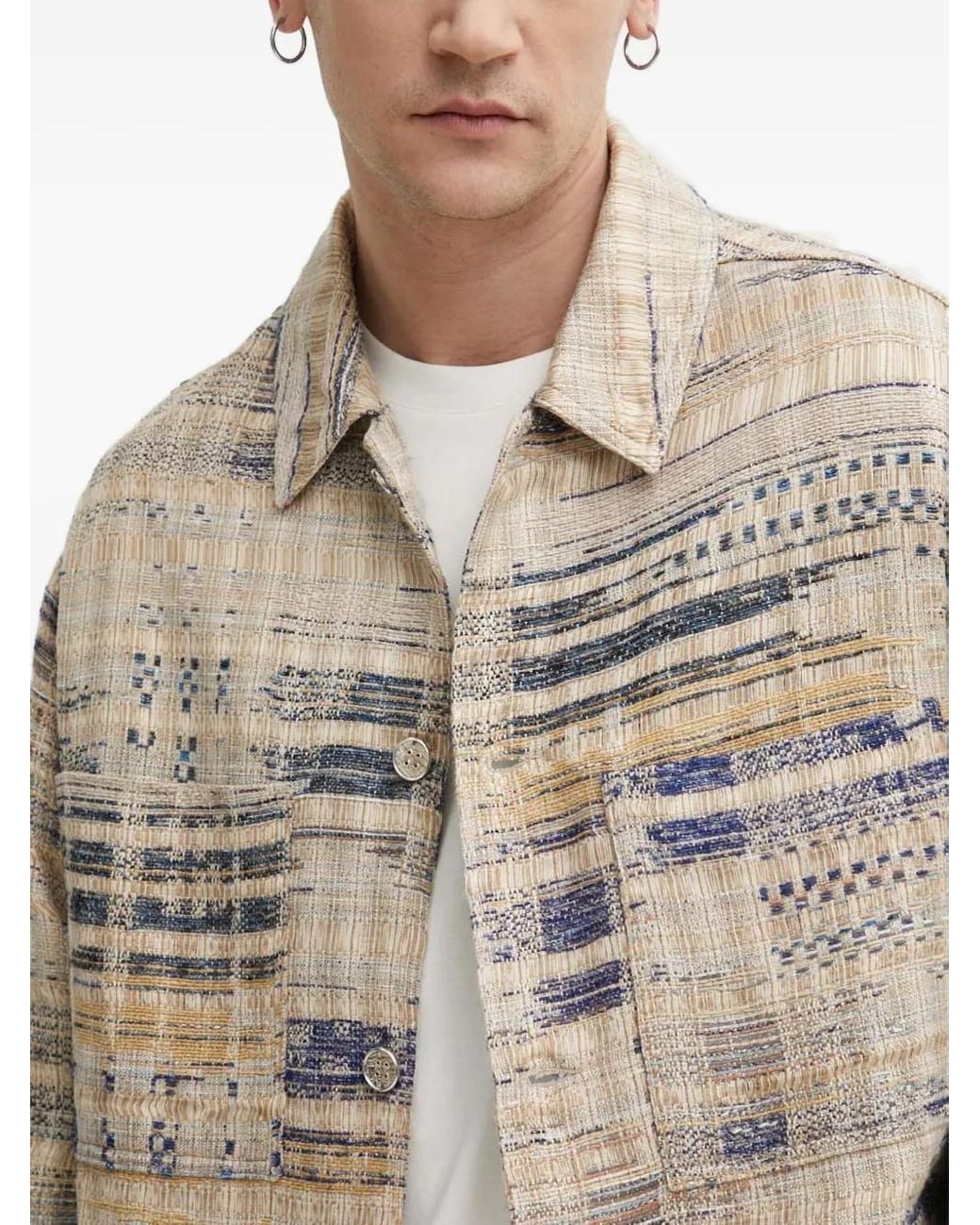 IRO Gray Oliver Button-Up Patterned Jacket for men