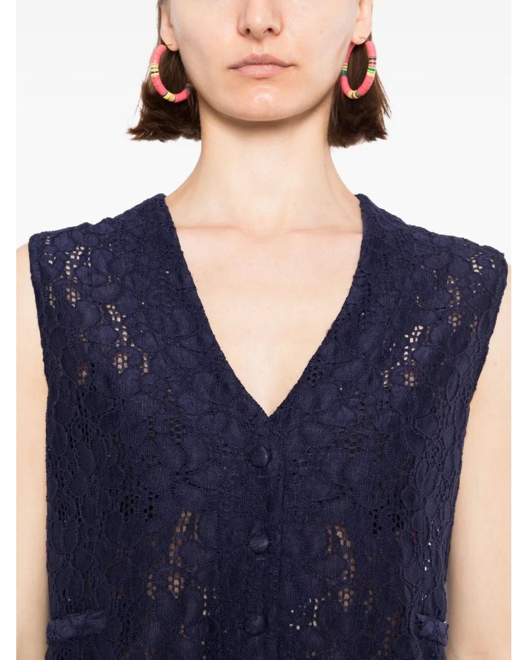 BLAKLACE Blue Lace V-Neck Vest
