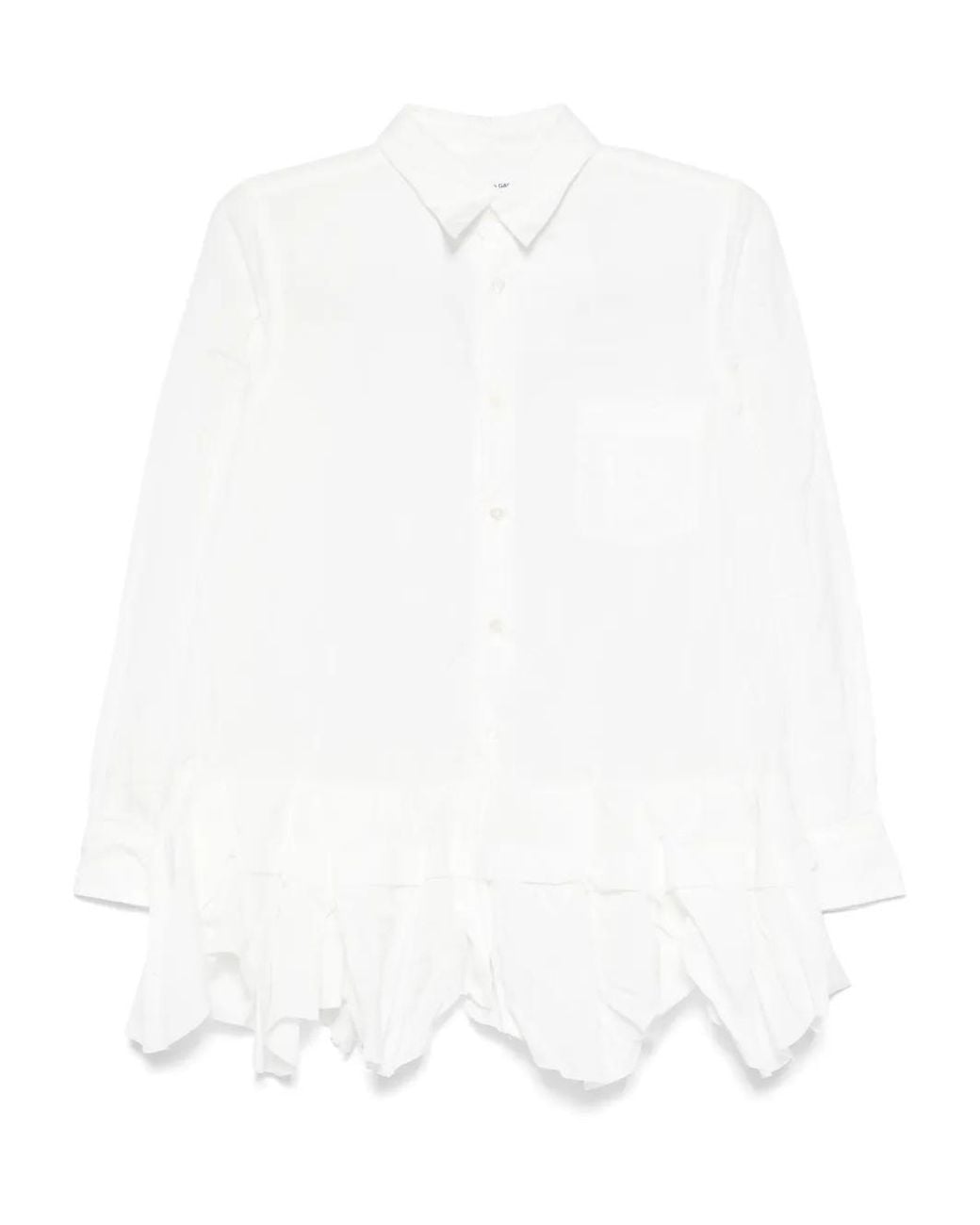 Comme des Garçons White Ruffled-Hem Shirt