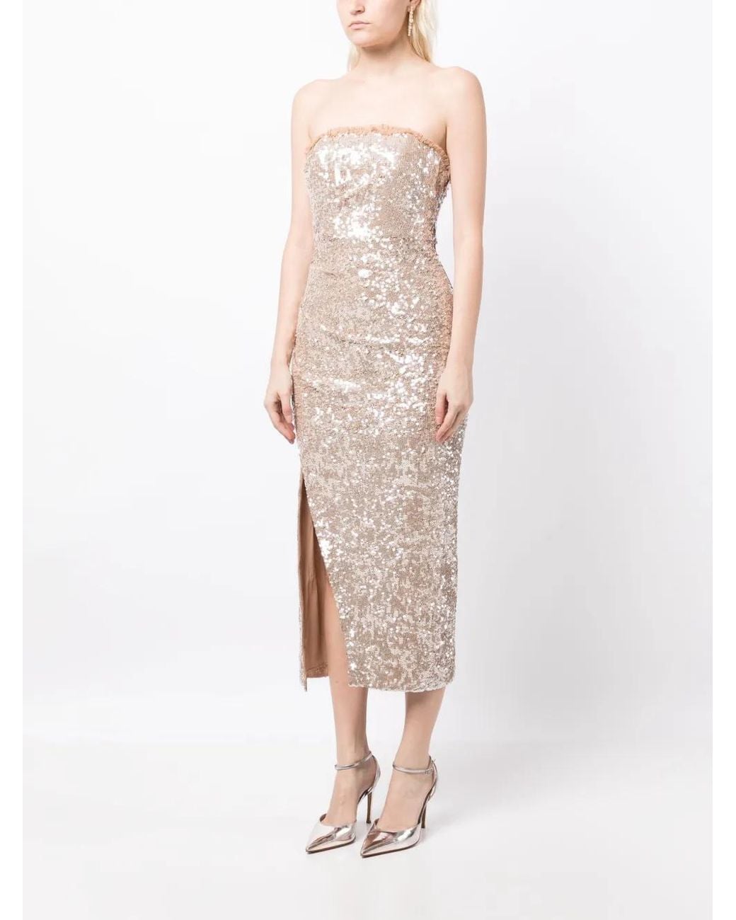 Needle & Thread Natural Stellar Gloss Strapless Dress