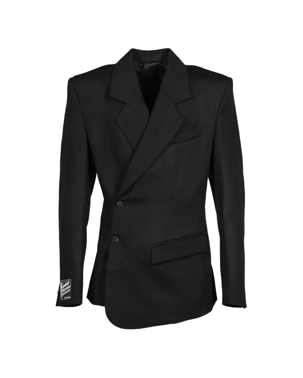 Egonlab Black Blazer Asymétrique À Boutonnière Croisée for men