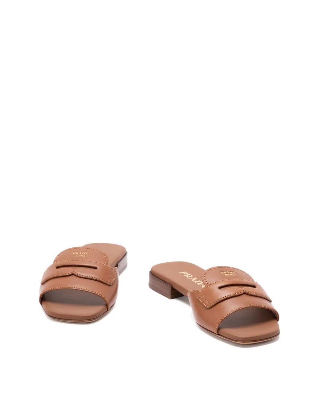 Prada Brown Sandales En Cuir À Logo